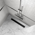 Ralo de duche plano de aço inoxidável com tampa de vidro preto B2