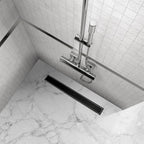 Ralo de duche plano de aço inoxidável com tampa de vidro preto B2