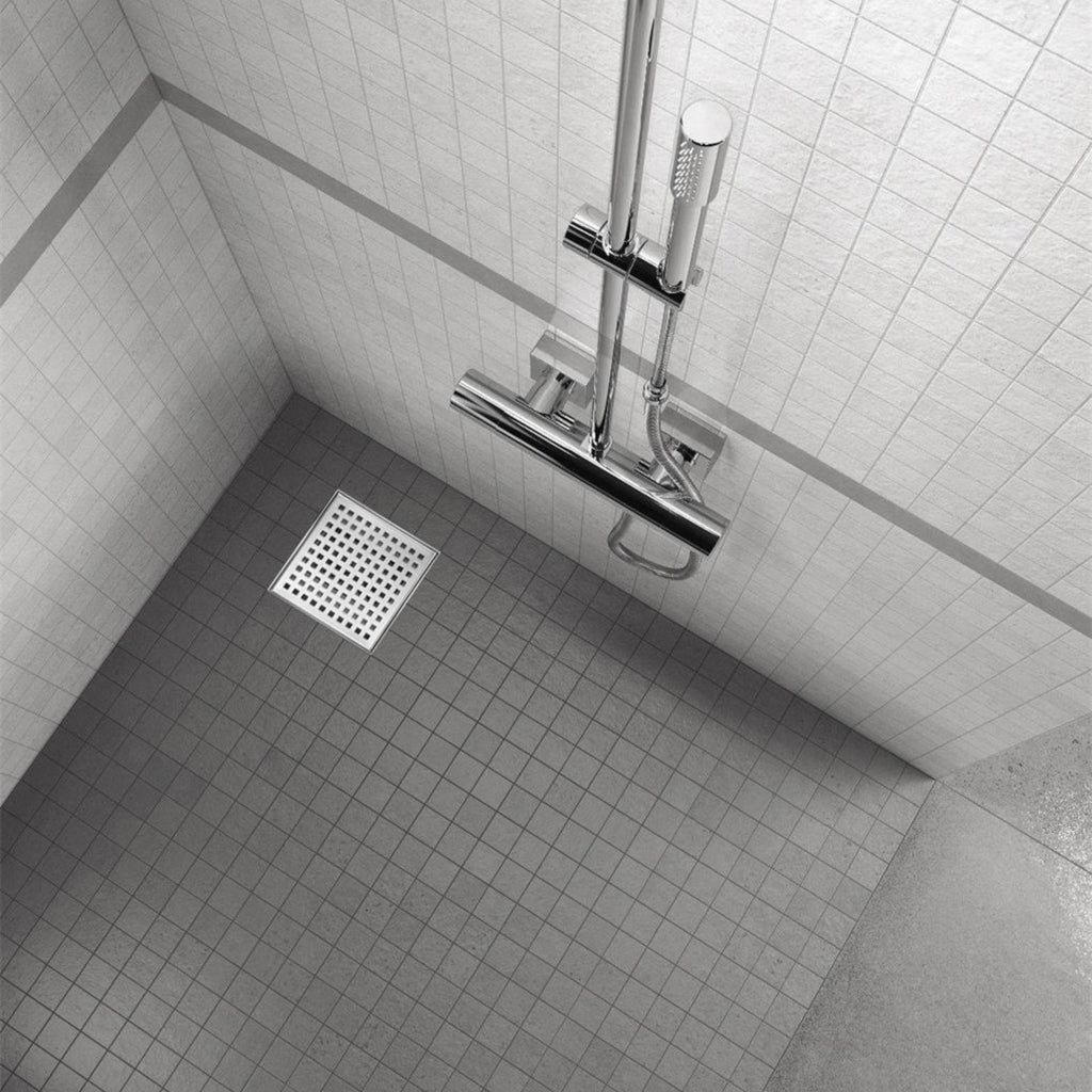 Scarico doccia quadrato in acciaio inox ultrapiatto - 4 misure Q5, argentato