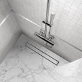 Scarico Doccia Lineare INOX - Copertura Argentata, Filtro e Sifone 360º - Modello B1