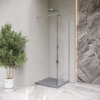 SHIMMER - Piatto doccia grigio Stone acrilico, texture pietra, ultrasottile 5 cm, sifone e valvola inclusi