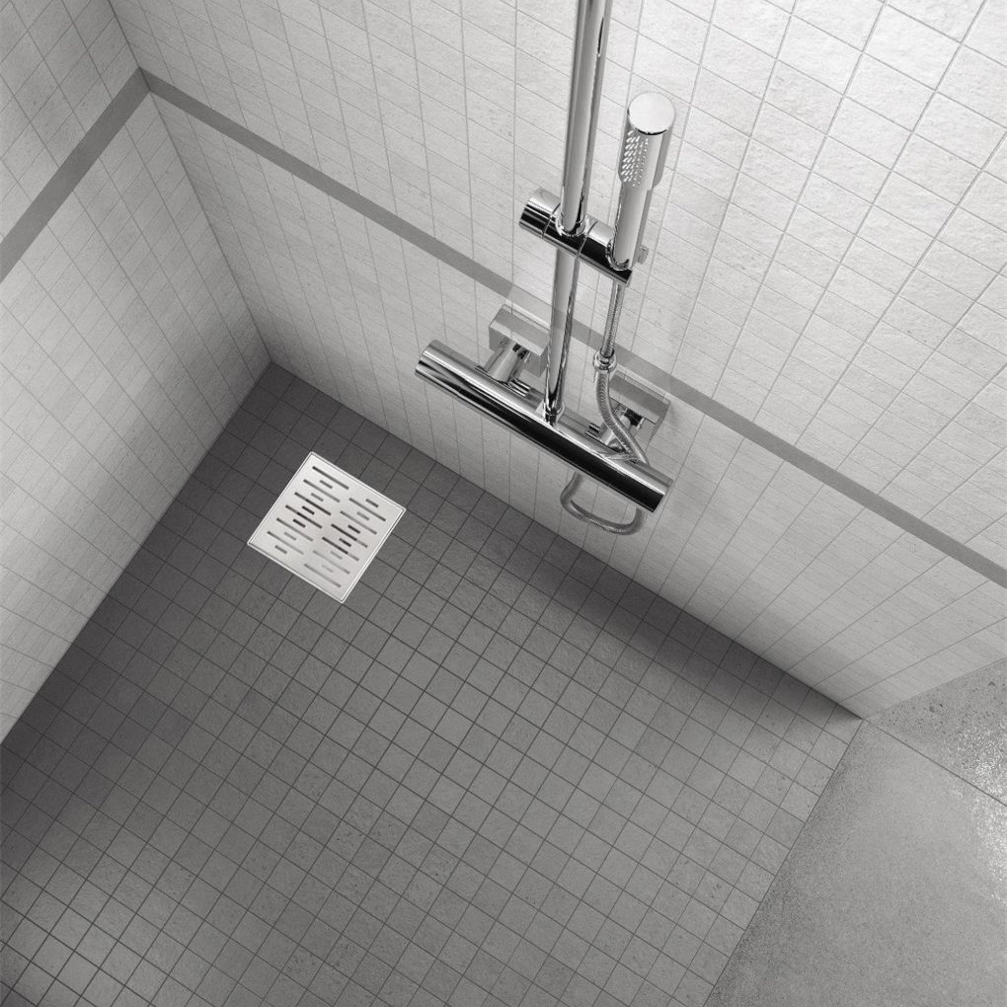 Scarico doccia quadrato in acciaio inox ultrapiatto - 4 misure Q4, argentato