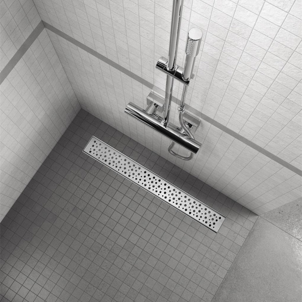 Desagüe de ducha rectangular de acero inoxidable ultraplano Modelo R5 Plateado Drenaje borde griego