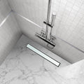 Ralo de duche plano de aço inoxidável com tampa de vidro branco B3