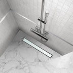 Ralo de duche plano de aço inoxidável com tampa de vidro branco B3