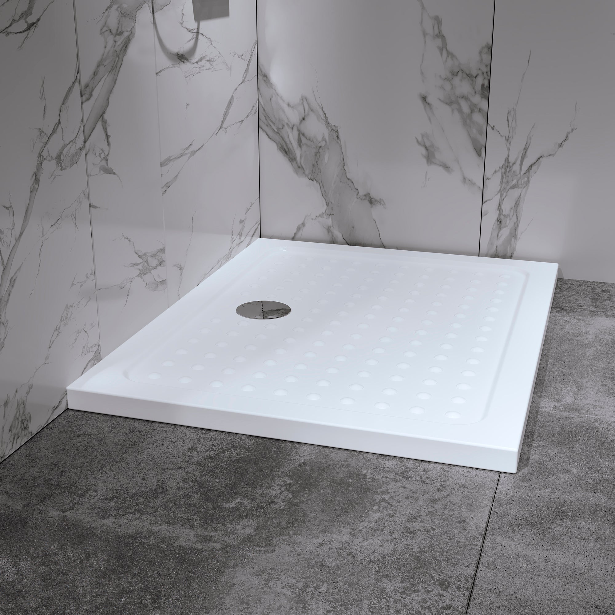 SHIMMER - Piatto doccia Bubble acrilico bianco, texture “bolle”, ultrasottile 5 cm, sifone e valvola inclusi