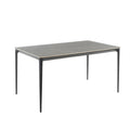 RUTH - Mesa de refeição 140x80cm para interior e exterior, tampo em cerâmica sinterizada efeito pedra e estrutura em alumínio preto