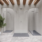 SHIMMER - Piatto doccia grigio Stone acrilico, texture pietra, ultrasottile 5 cm, sifone e valvola inclusi