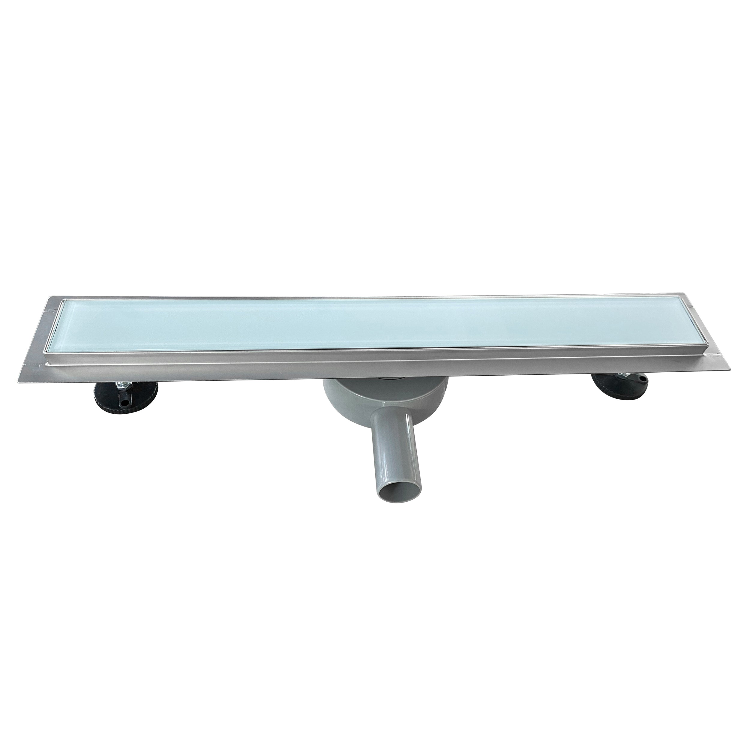Ralo de duche plano de aço inoxidável com tampa de vidro branco B3