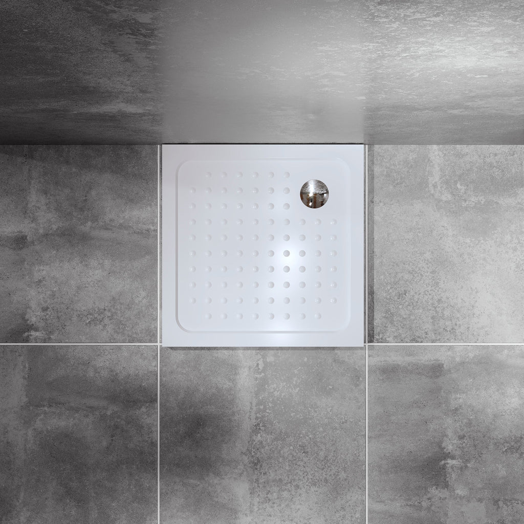 SHIMMER - Piatto doccia Bubble acrilico bianco, texture “bolle”, ultrasottile 5 cm, sifone e valvola inclusi