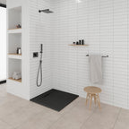 POLAR - Piatto doccia nero antiscivolo, resistente, durevole e facile da pulire - Incl. sifone