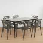 RUTH + WENDY | Conjunto de mesa 140x80 cm en cerámica sinterizada y 4 o 6 sillas de polipropileno para interior y exterior
