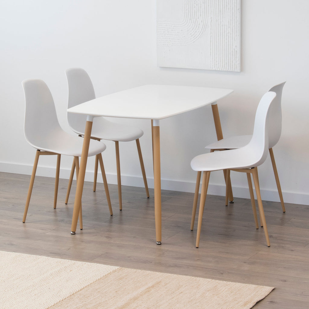 Set Tavolo e Sedie Felicia Hemans, Struttura Metallica Effetto Legno
