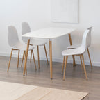Set Tavolo e Sedie Felicia Hemans, Struttura Metallica Effetto Legno