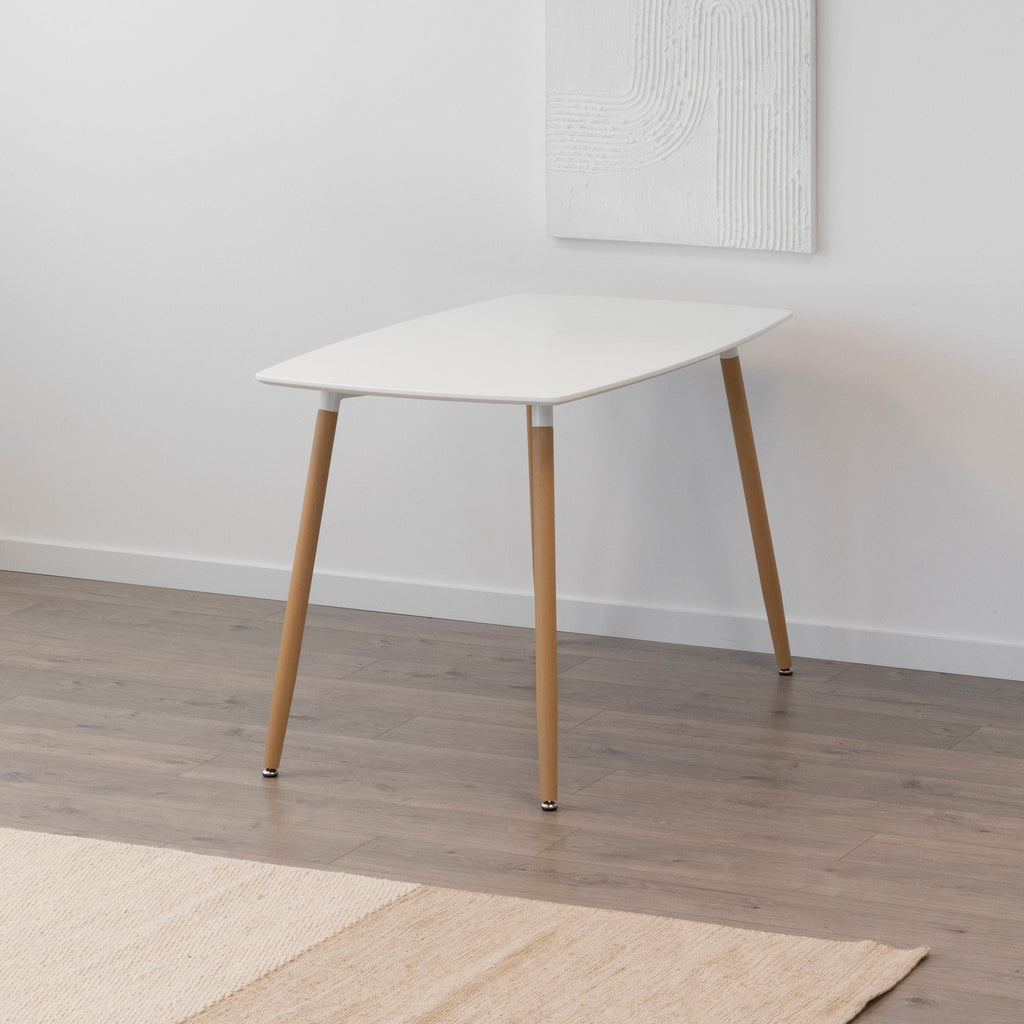 FELICIA - Mesa de jantar 120x70x74,5 cm – Estrutura metálica efeito madeira, pés antiderrapantes, montagem fácil