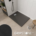 BOREAL - Base de duche preta RAL 7021 SMC antiderrapante GRIPSTONE com sifão incluído
