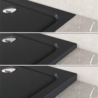 SHIMMER - Piatto doccia nero Smooth acrilico, texture liscia, ultrasottile 5 cm, sifone e valvola inclusi