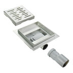 Scarico doccia quadrato in acciaio inox ultrapiatto - 4 misure Q4, argentato