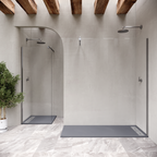 HIEMAL - Piatto doccia grigio antiscivolo, resistente e durevole - Incl. sifone e griglia inox