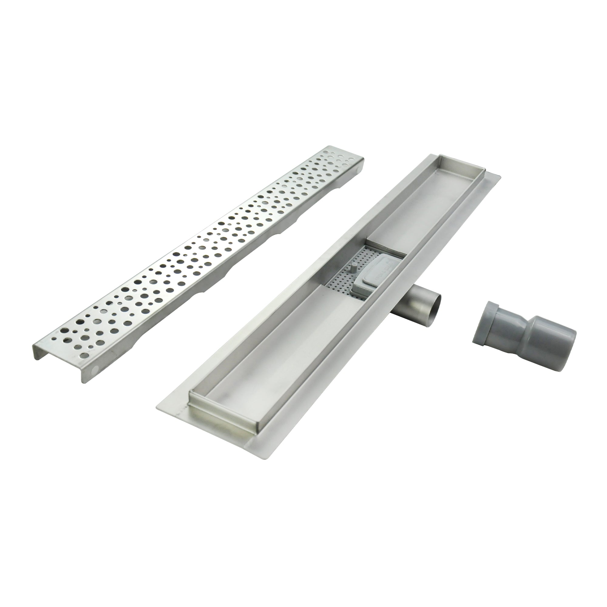 Desagüe de ducha rectangular de acero inoxidable ultraplano Modelo R5 Plateado Drenaje borde griego