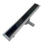 Ralo de duche plano de aço inoxidável com tampa de vidro preto B2
