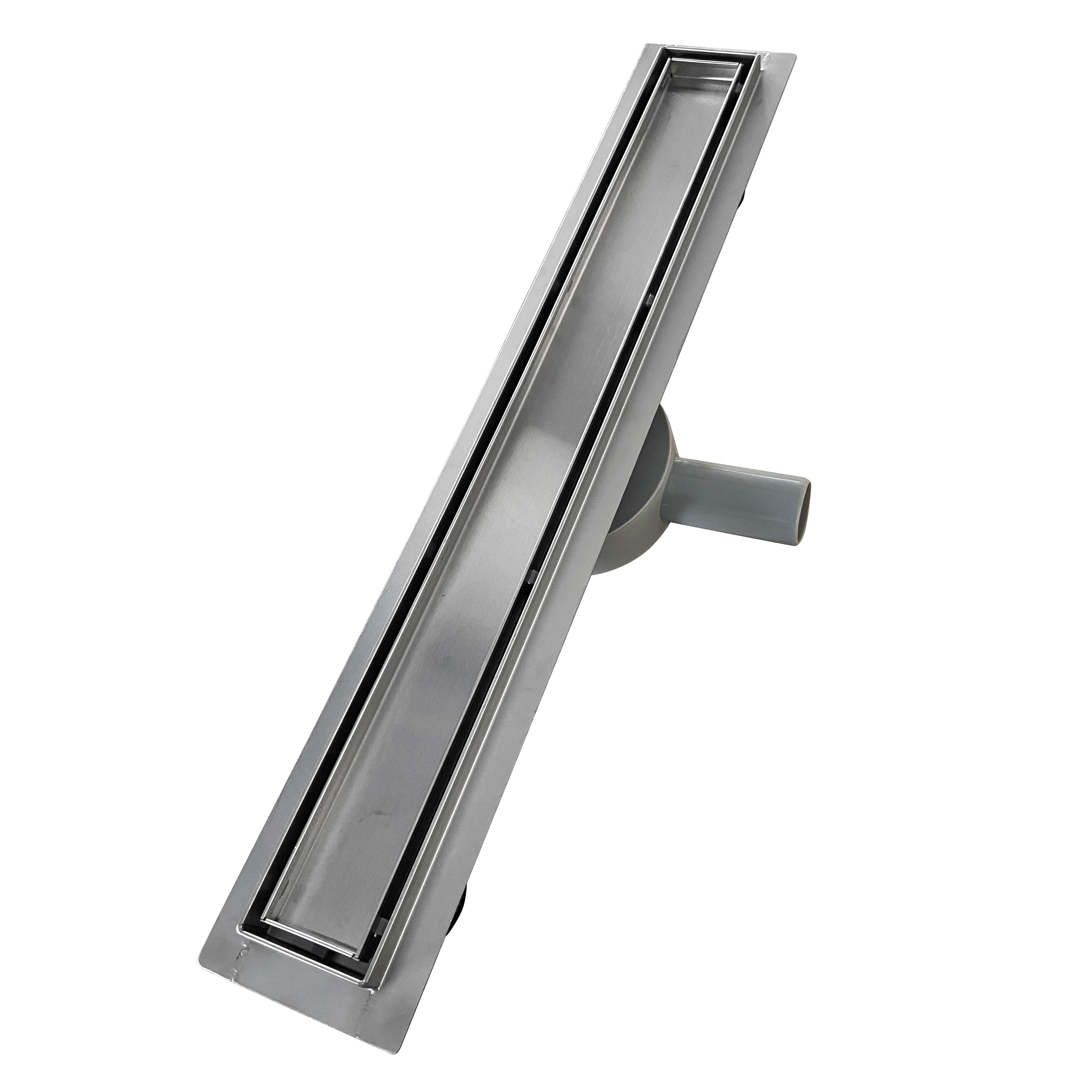 Scarico Doccia Lineare INOX - Copertura Argentata, Filtro e Sifone 360º - Modello B1