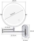 Specchio da barba/trucco ricaricabile con LED, ingrandimento 5X, rotazione 360º