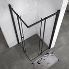 KAYLEE - Cabina doccia reversibile con porte scorrevoli, profilo nero e vetro temperato trasparente da 6 mm