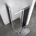 KAYLEE - Cabina doccia reversibile con porte scorrevoli, profilo bianco e vetro temperato fumé da 6 mm