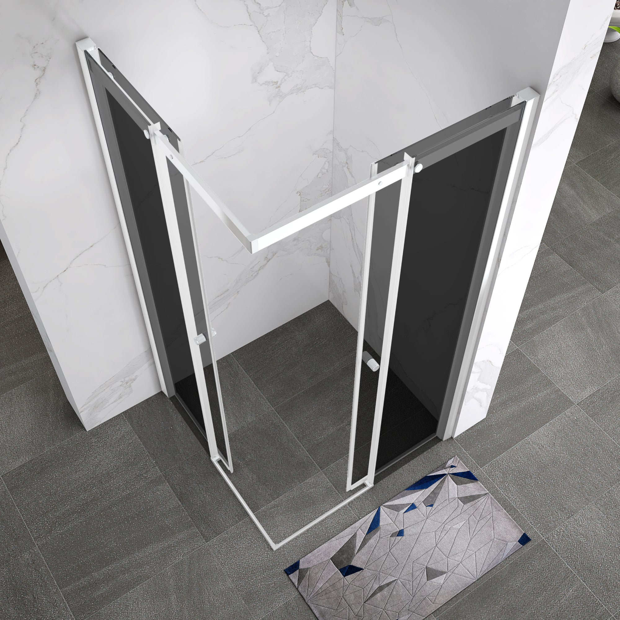 KAYLEE - Cabina doccia reversibile con porte scorrevoli, profilo bianco e vetro temperato fumé da 6 mm