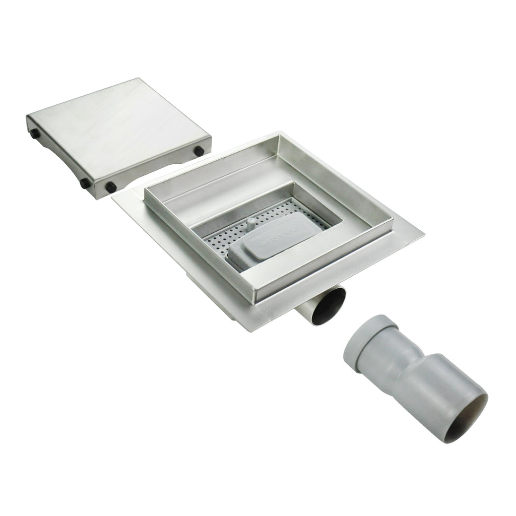 Scarico doccia quadrato in acciaio inox ultrapiatto - 4 misure Q1, argentato