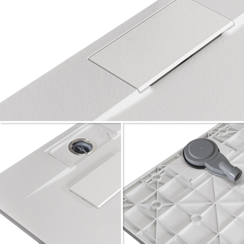 POLAR - Piatto doccia bianco antiscivolo, resistente, durevole e facile da pulire - Incl. sifone