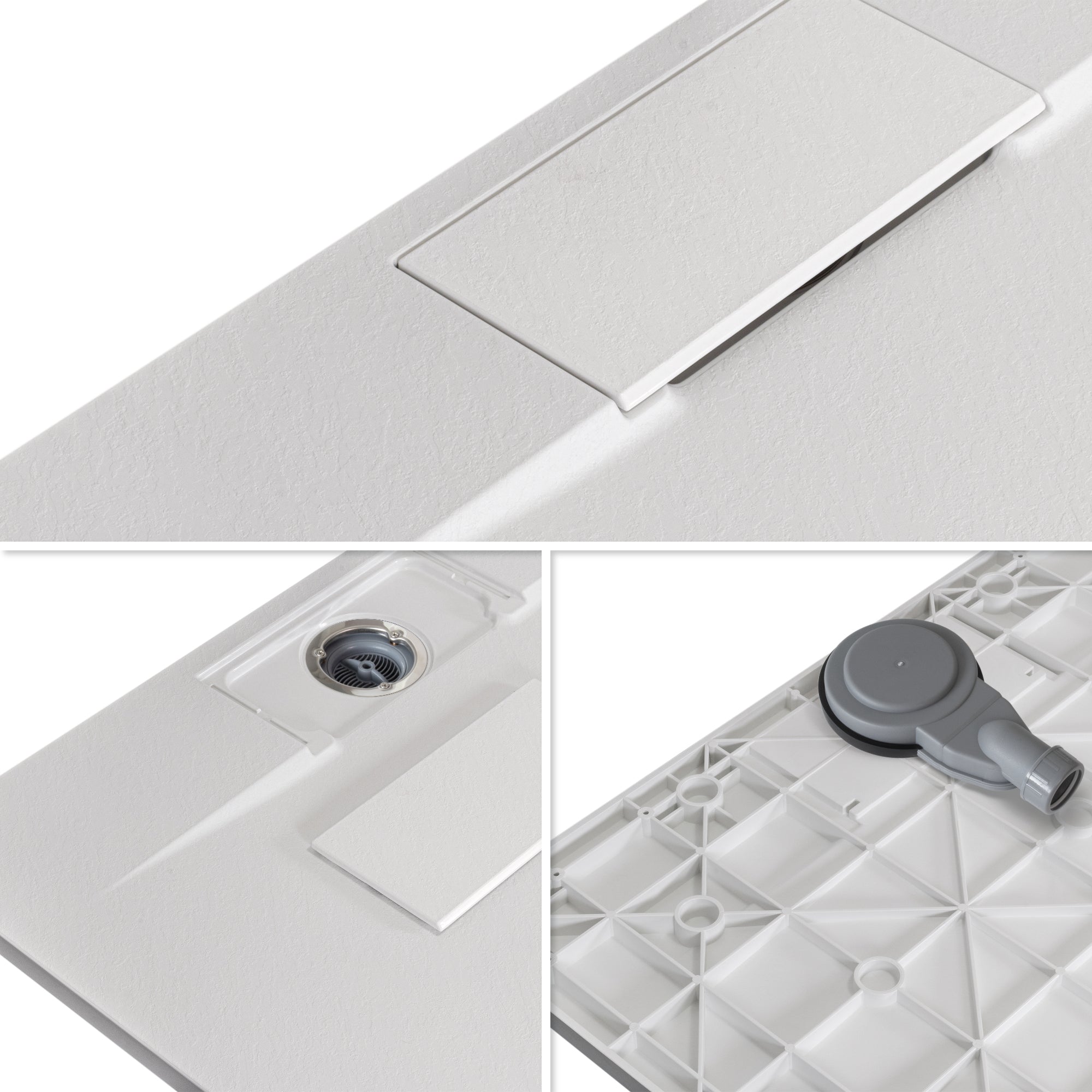 POLAR - Piatto doccia bianco antiscivolo, resistente, durevole e facile da pulire - Incl. sifone