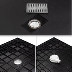 BOREAL - Base de duche preta RAL 7021 SMC antiderrapante GRIPSTONE com sifão incluído