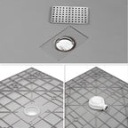 BOREAL - Base de duche cinzenta RAL 7030 SMC antiderrapante GRIPSTONE com sifão incluído