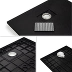 BOREAL - Base de duche preta RAL 7021 SMC antiderrapante GRIPSTONE com sifão incluído