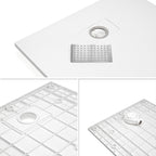 BOREAL - Base de duche branca RAL 9016 SMC antiderrapante GRIPSTONE com sifão incluído