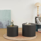 YANKA - Set di 2 tavolini da caffè in MDF nero opaco - Ø 49 e Ø 38 cm