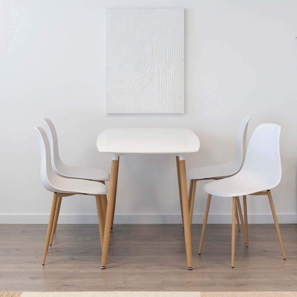 Set Tavolo e Sedie Felicia Hemans, Struttura Metallica Effetto Legno