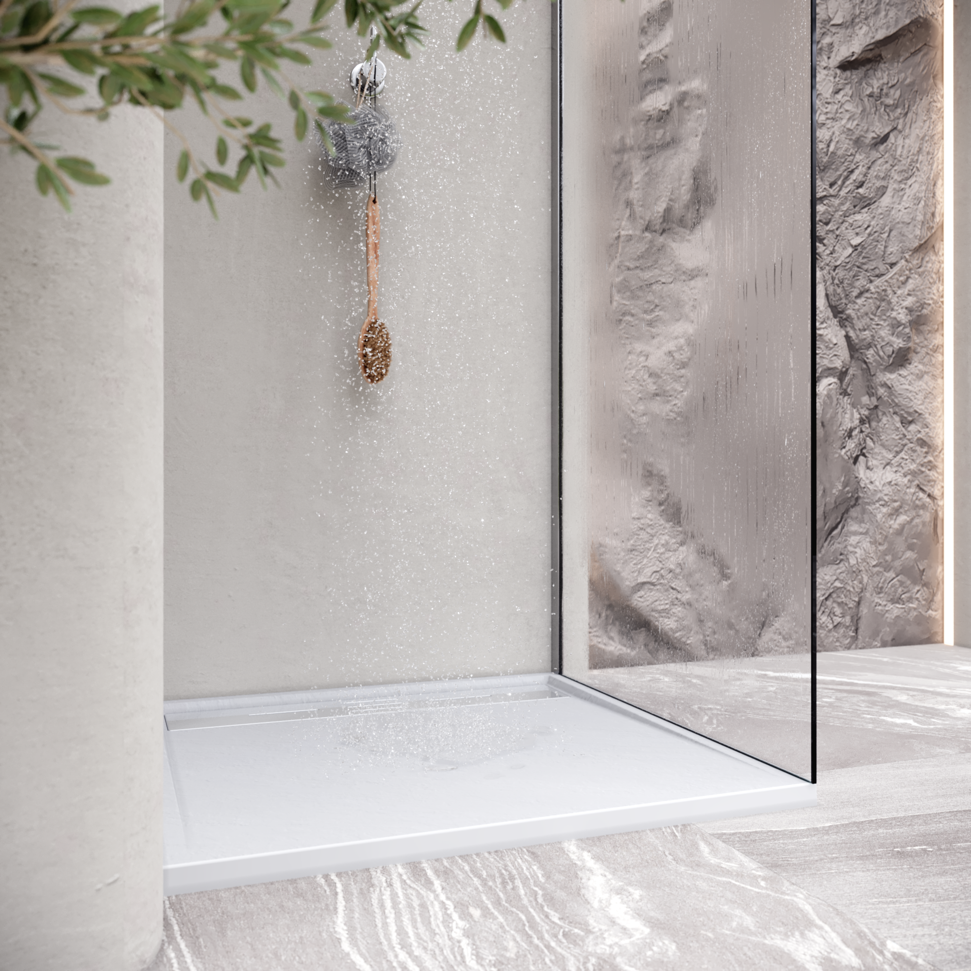 HIEMAL - Piatto doccia bianco antiscivolo, resistente e durevole - Incl. sifone e griglia inox