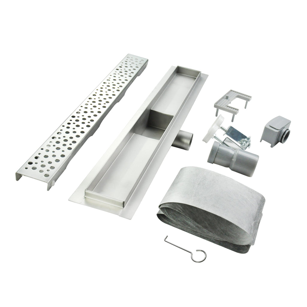 Desagüe de ducha rectangular de acero inoxidable ultraplano Modelo R5 Plateado Drenaje borde griego