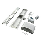 Desagüe de ducha rectangular de acero inoxidable ultraplano Modelo R5 Plateado Drenaje borde griego