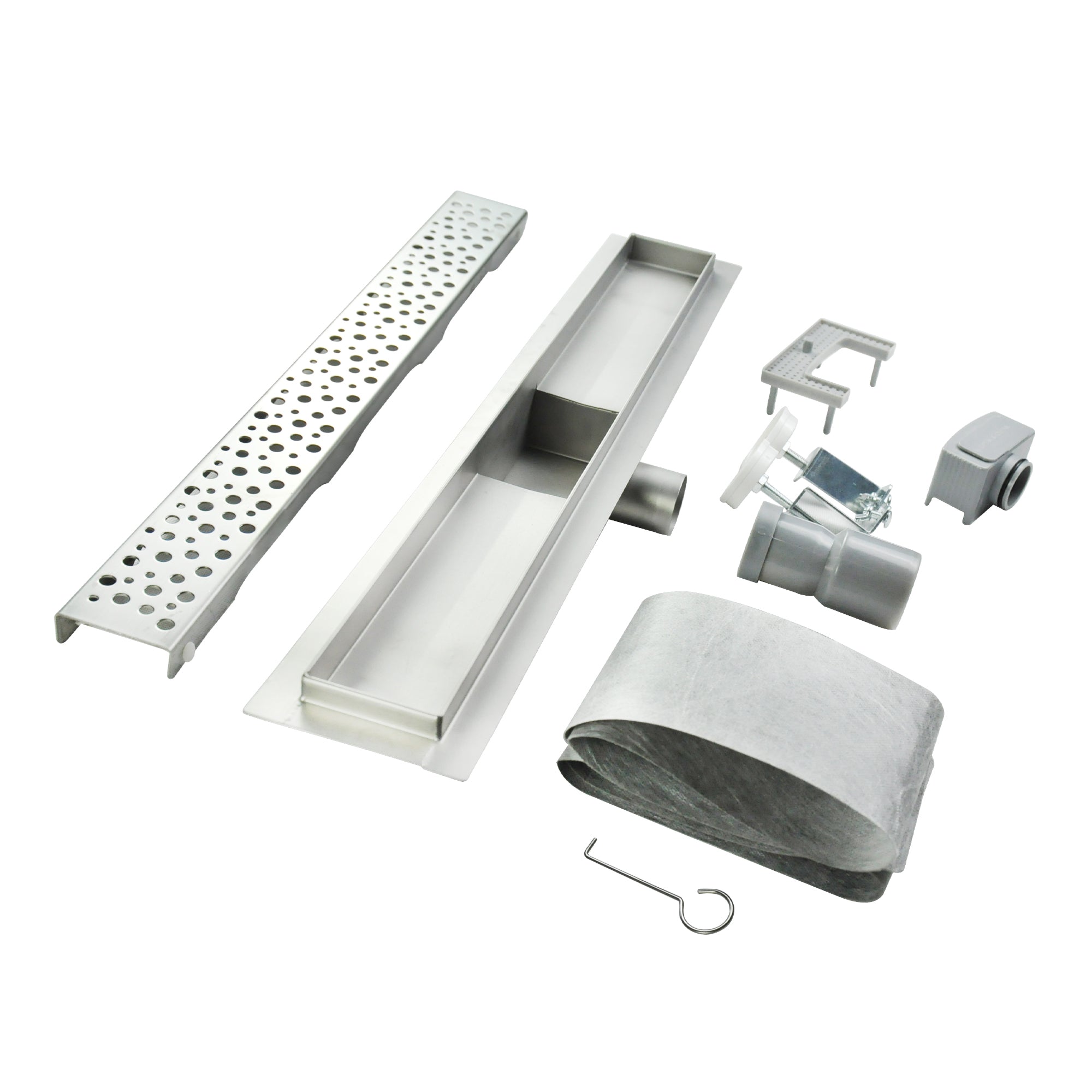 Desagüe de ducha rectangular de acero inoxidable ultraplano Modelo R5 Plateado Drenaje borde griego