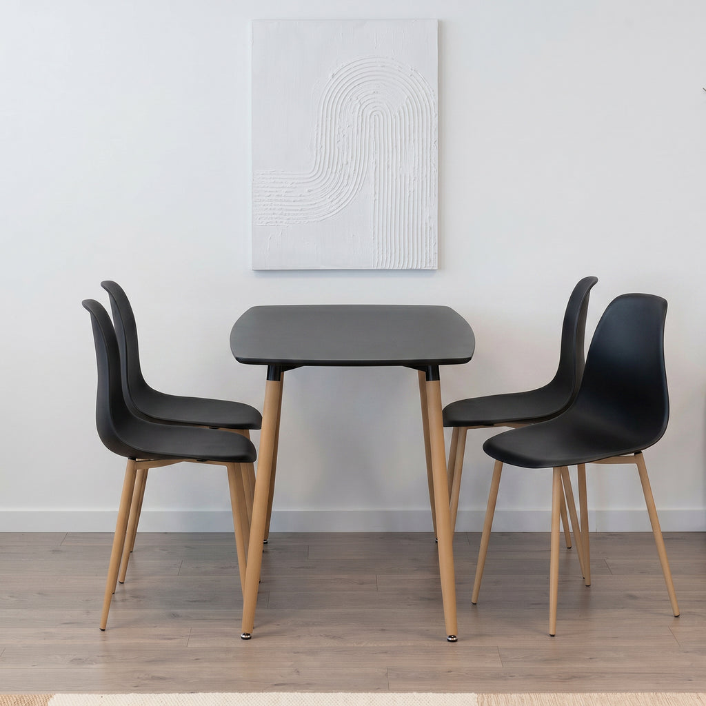 Conjunto de mesa e cadeiras Felicia Hemans, estrutura metálica efeito madeira
