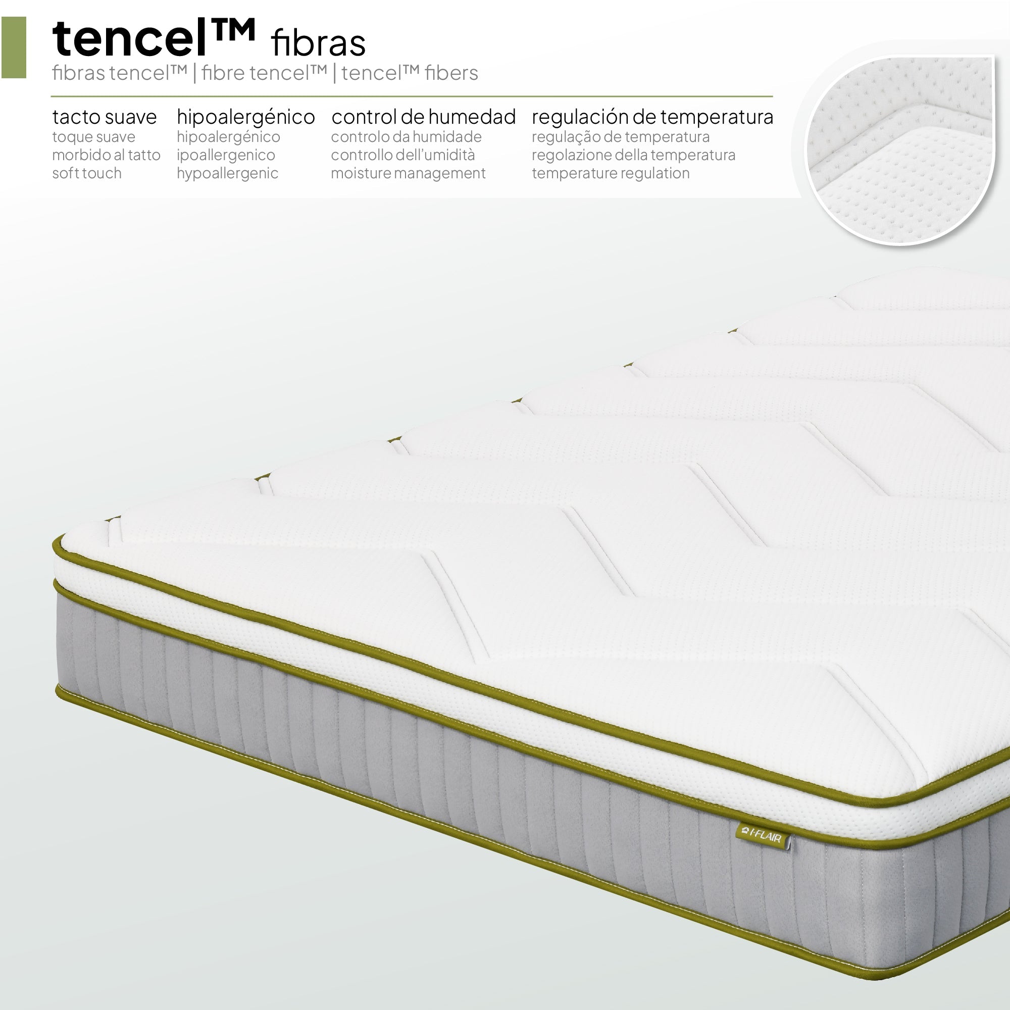 VERGE - Colchón híbrido con muelles ensacados y fibra Tencel