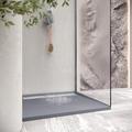 HIEMAL - Piatto doccia grigio antiscivolo, resistente e durevole - Incl. sifone e griglia inox