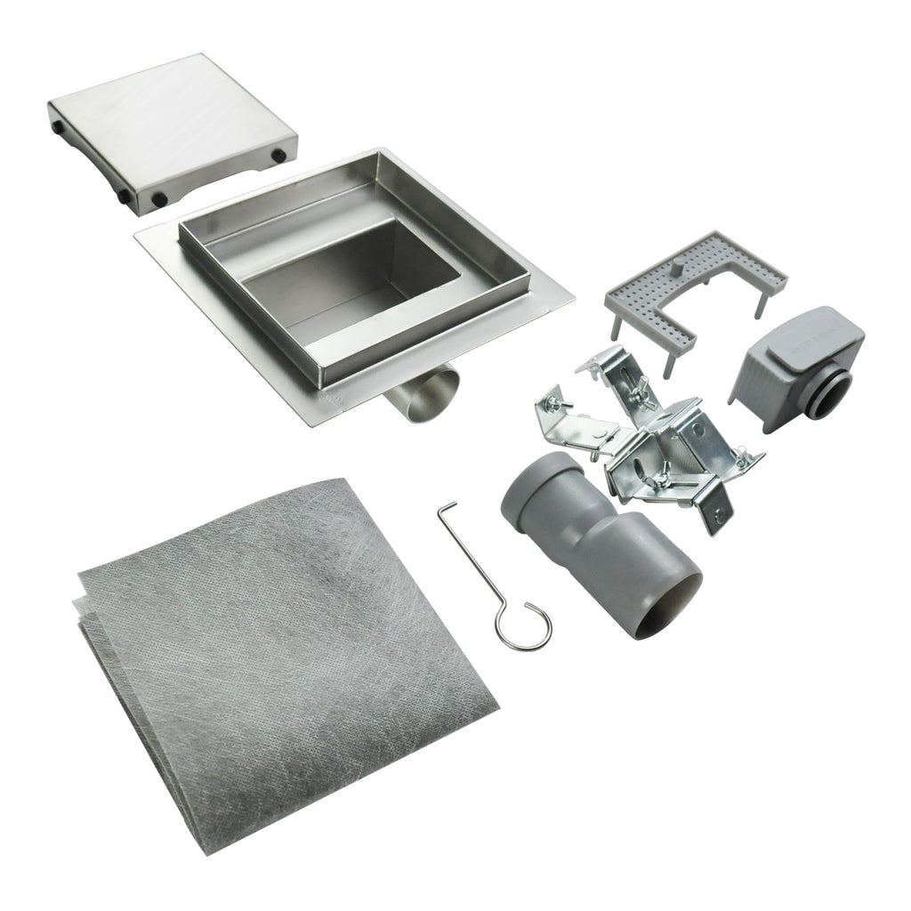 Scarico doccia quadrato in acciaio inox ultrapiatto - 4 misure Q1, argentato