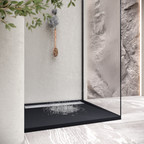HIEMAL - Piatto doccia nero antiscivolo, resistente e durevole - Incl. sifone e griglia inox