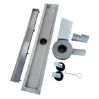 Scarico Doccia Lineare INOX - Copertura Argentata, Filtro e Sifone 360º - Modello B1