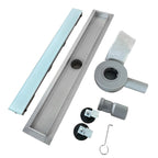 Ralo de duche plano de aço inoxidável com tampa de vidro branco B3
